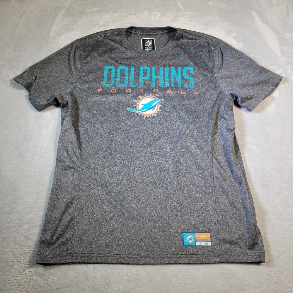 Miami Dolphins T-Shirt Mens Large Gray Football Performance Tee NFL Team Apparel
